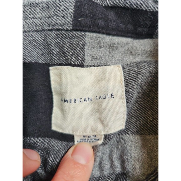 American Eagle Flannel Shirt Mens Medium Button Down Long Sleeve Buffalo Check - Picture 4 of 7
